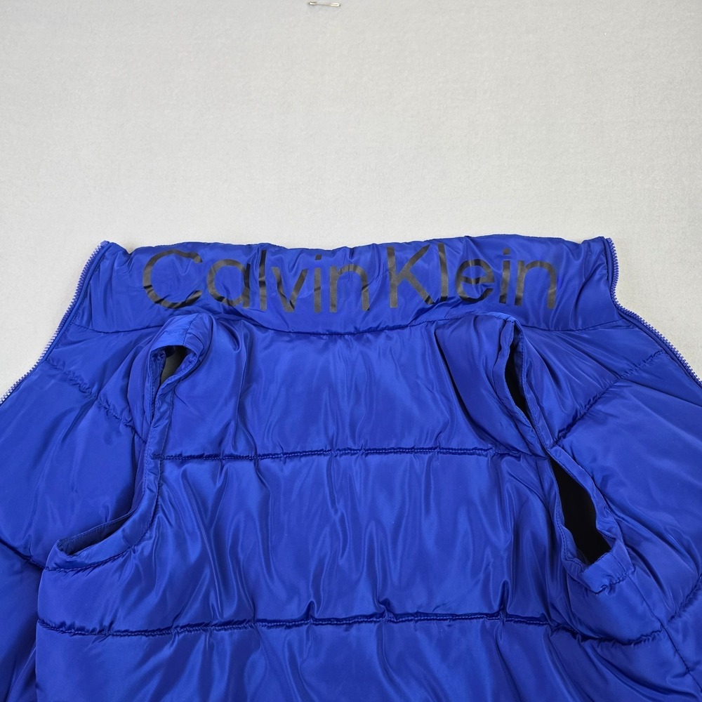 Calvin Klein Blue Puffer Vest Women's Large Quilted Full Zip Lightweight Vest - Picture 2 of 10